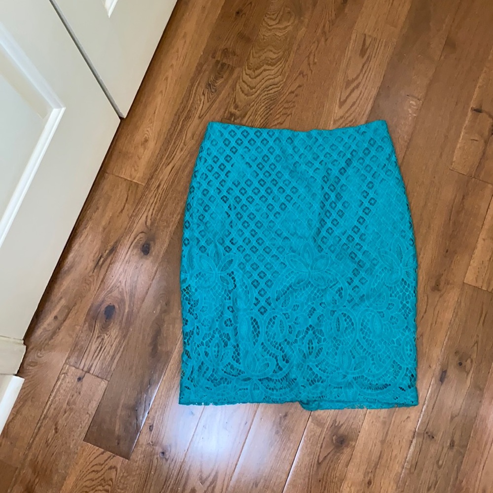 Loft teal textured skirt